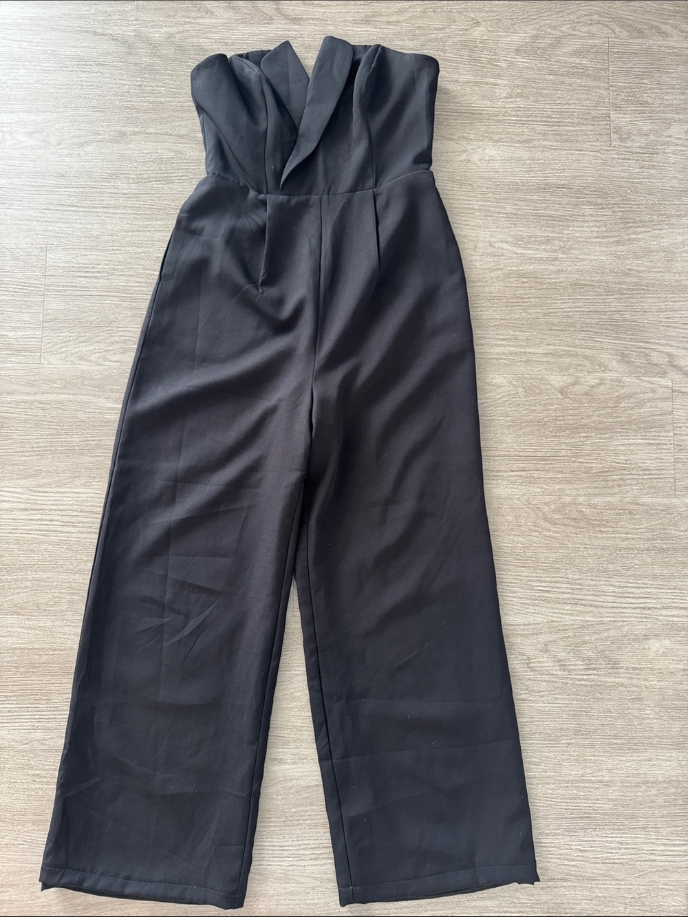 Vici Black Strapless Wide-Leg Jumpsuit